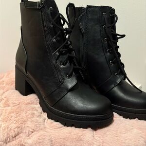 Black Lace-Up Ankle Boots